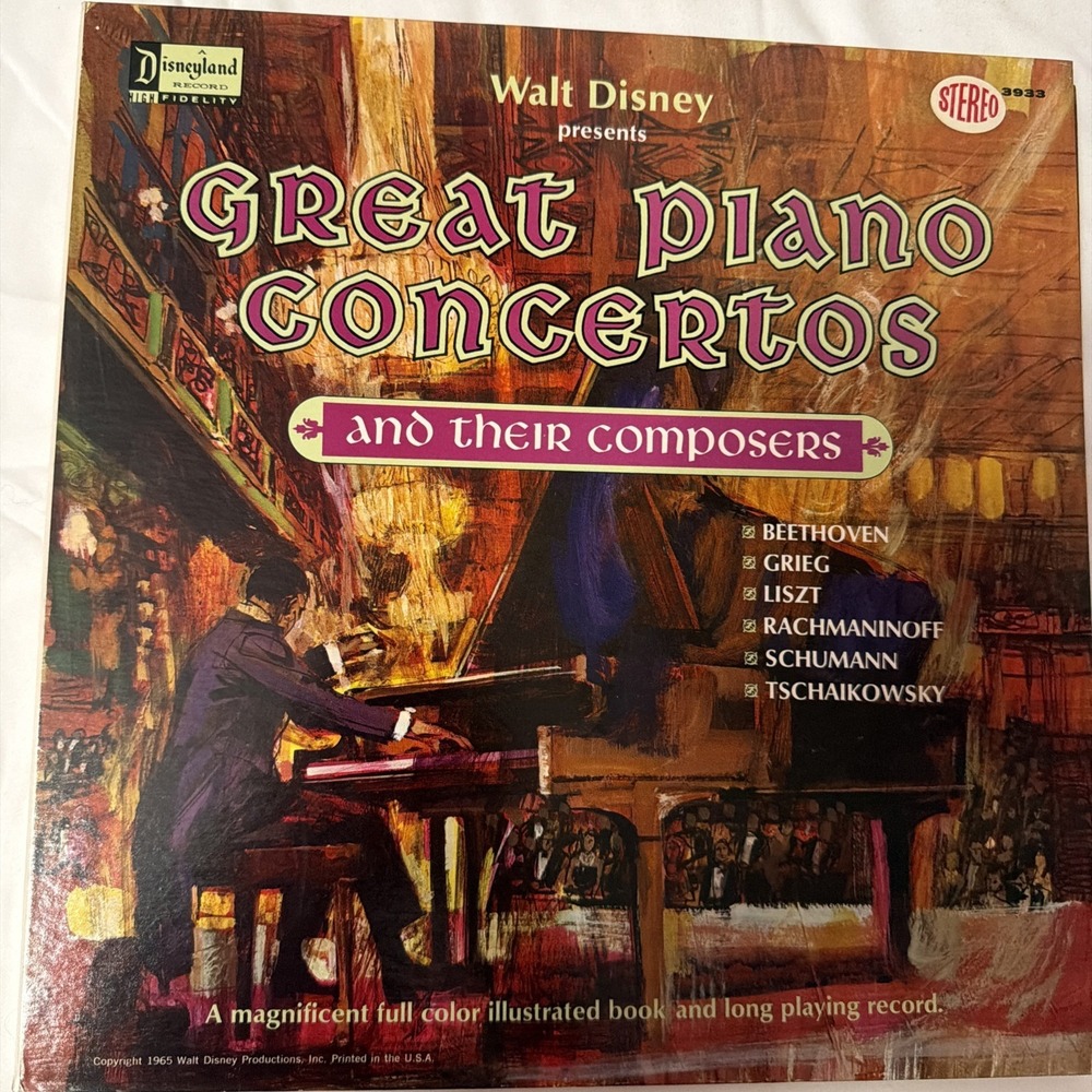 Walt Disney, 1965 Great Piano Concertos And Their Composers LP Record 3933 - Picture 8 of 16
